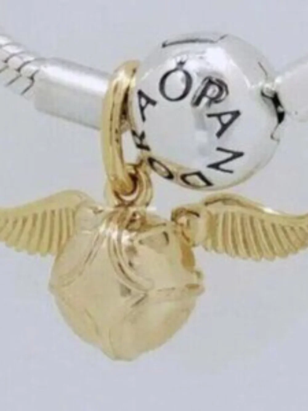 New Pandora Shine Gold Harry Potter Golden Snitch Wings Pendant Charm